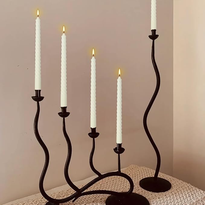 10 Inch Ivory Spiral Taper Candle Set of 12 Pack Unscented Dripless Candlesticks for Valentine's Day,Dinner,Party,Brithday,Wedding,Christmas,and Home Decoration