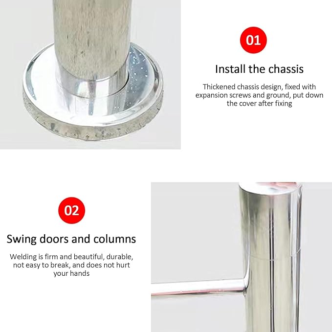 Automatic Rebound Swing Gate Wide Stainless Steel Entrance Manual Door，Automatic Rebound Swing Gate - 87in Stainless Steel Safety Door for Supermarkets, Libraries & Parks - Spring-Loaded Sel