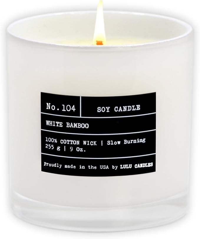 Lulu Candles | White Bamboo | Luxury Scented Soy Jar Candle | Hand Poured in The USA | Highly Scented Long Lasting (9 Oz.)