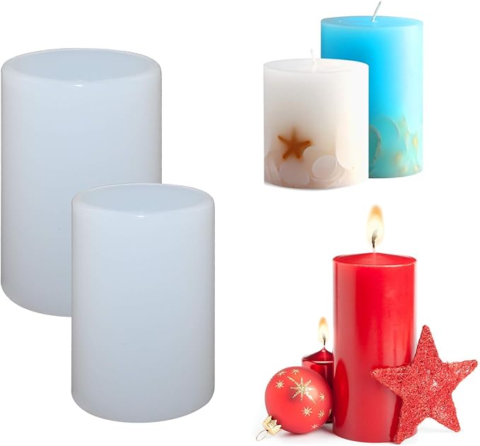 6 Pieces Cylinder Silicone Candle Molds Pillar Candle Silicone Molds Resin Casting Molds Candle Molds DIY Clay Molds