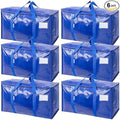 6-Pack Extra Large Heavy-Duty Moving Bags with Zippers & Handles - Space Saving Storage Solution