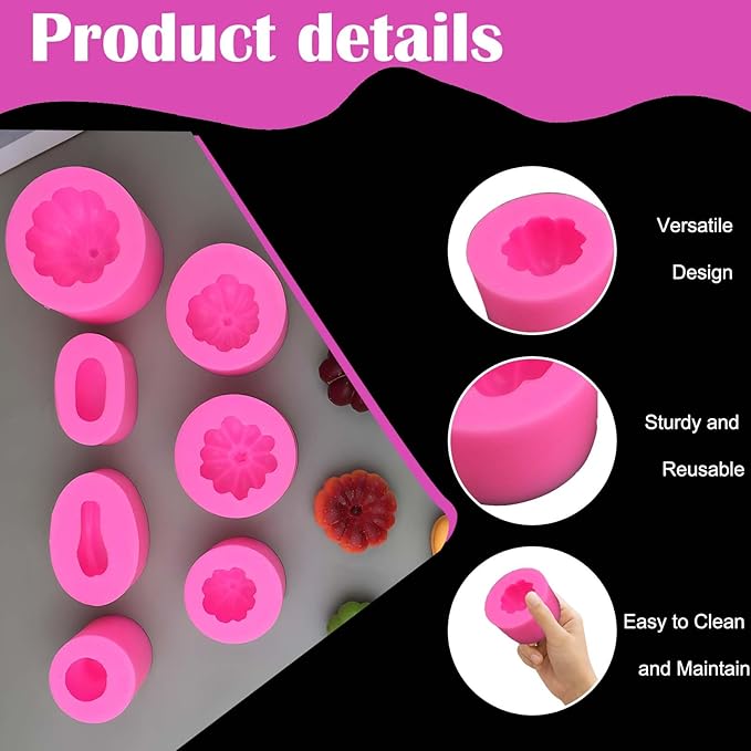 7-Piece Silicone Molds kit for Baking and Crafting - Pumpkin, Winter Melon, Gourd Shapes - DIY Cake Chocolate Soap Candle Ice Making - Creative Kitchen Accessories