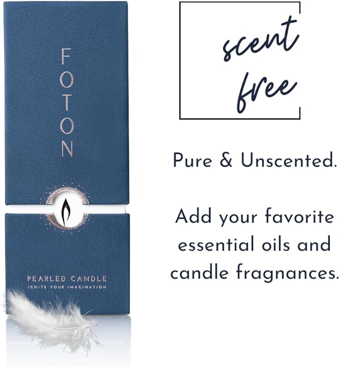 Foton Pearled Candle 18 Oz - Unscented Non Toxic Luxury Long Lasting Powder Candles - Lasts up to 120 Hours - Refillable Candle Sand with 30 Wicks for Candle Making - Pure & Unscented