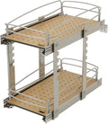 Rev-A-Shelf 2 Tier Pull Out Kitchen Cabinet Storage Organizer with Solid Bottom & Undermount Soft-Close Full Extension Slides, 54BK-12SC-2-1