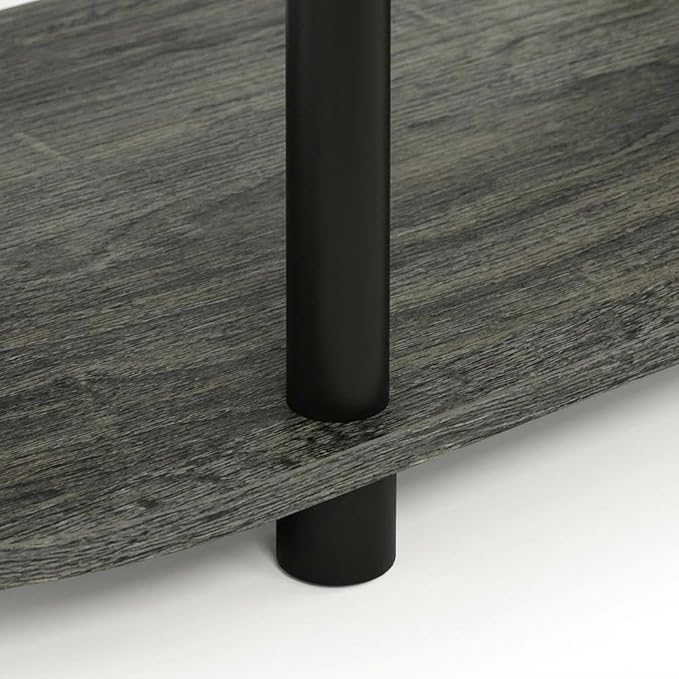 Furnifact French Oak Grey/Black Corner TV Stand with Simple Design, Durable Composite Wood and Plastic Tubes, Modern Storage Solution for Living Room