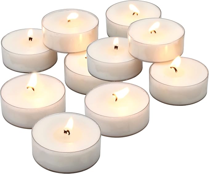 Stonebriar 40 Pack Unscented Mega Oversized Clear Cup Tea Light Candles with 9 Hour Extended Burn Time