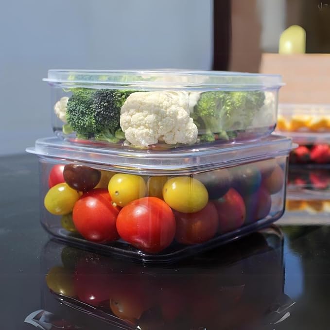 Lustroware (Set of 6) Micro Clear 21oz Kitchen Pantry Food Storage Container Set with Lid, Shatterproof, BPA Free, Dishwasher, Microwave Safe Canister, Fridge Refrigerator Organizer, Made in Japan