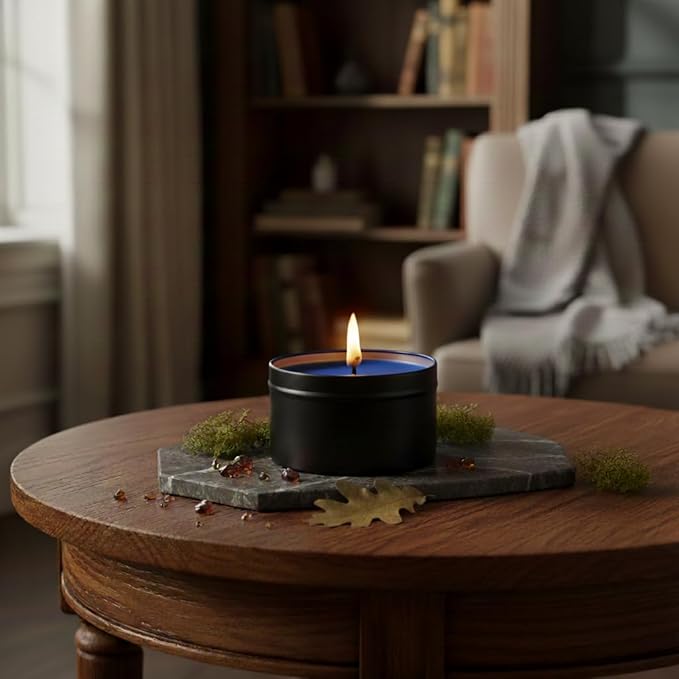 RUTH & ROSE | Cedar Noir | 100% Beeswax Scented Candles for Home, 8oz, +65 Hours Burn Time, Aromatherapy Non Toxic Candles, Gift for Women & Men, Perfect for Travel or Gifting