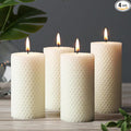 White Hand-Rolled Beeswax Candles, 4 Packs, 2x4 Inch White Honeycomb Pillar Candle, 15 Hour Burn Time Ivory Handcrafted Bees Wax Candles for Gift Choice, Candle Lovers, Home Decor