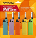 Navpeak Mini Candle Lighter Multipurpose Lighter Utility Lighters with Extended Wand Handy Refillable for Kitchen Fireplace Pilot Light DIY BBQ Grill Stove 5 Pack (Butane Included)