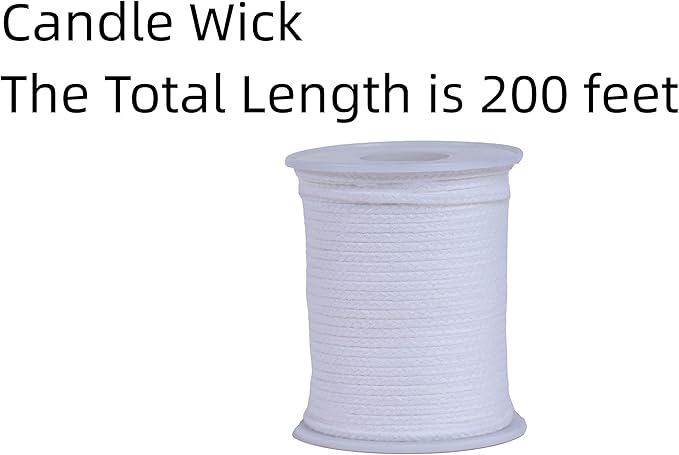 Candle Wick,200 Ft 35 PLY Candle Wicks Roll,Candle Wicks for Candle Making with Wick Stickers,Wick Holders,and Wick Bases.（35 PLY）