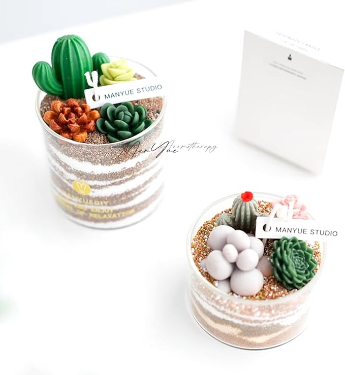 MGLIFEUL 10Pcs Succulent Cactus Plant Flower Silicone Resin Candle Soap Mold for Scented Candles Resin Soap Making Molds 3D Silicone Shapes Moldes De