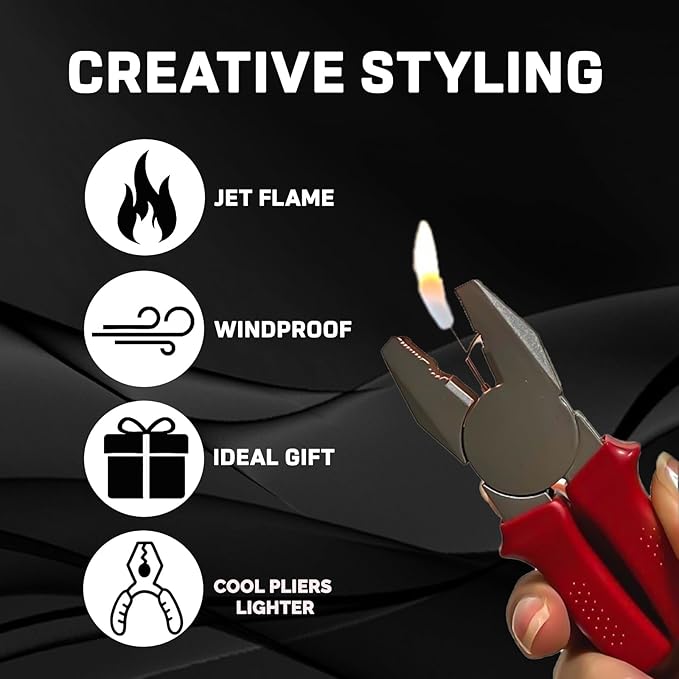 Creative Novelty Tool Shape Torch Lighter，Windproof Design Adjustable Refill Butane Lighter for Camping Grill Candles Birthday(Without Butane Gas) (08#)