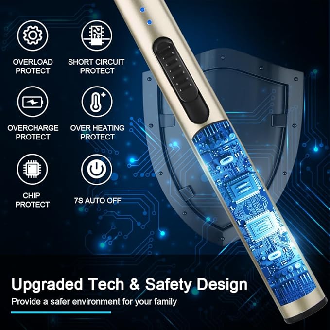 ARECTECH Electric Candle Rechargeable Lighter Arc Plasma Lighters for Candle Kitchen Camping Christmas Type-C Gold