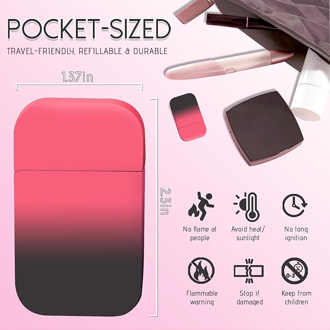 Torch Windproof Pink Flame Lighter Cute Glittery Refillable Butane Pocket Pink Lighter for Women Daily Use, Birthdays, Anniversary,Camping,Candle (Butane Not Included) (Purple&Pink) (Purple&Pink)