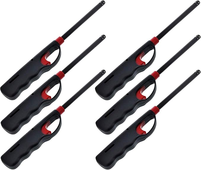 6 - Handi Flame BBQ Grill Click Lighter Refillable Candle Fireplace Kitchen Stove Wind Resitent Long Stem