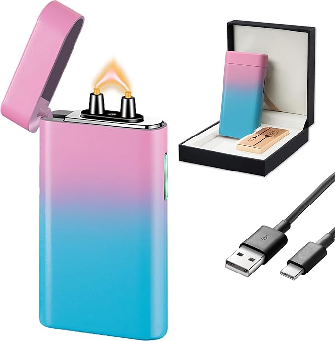 SKRFIRE Arc Lighter – Electric Lighters Windproof Plasma Lighters, USB Rechargeable Lighter with Digital Battery Indicator, Perfect for Adventure, Fire-Starting & Everyday Carry（Black and White）