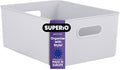 Superio Ribbed Collection - Decorative Plastic Basket Open Home Storage Bins Organizer, Large White Smoke (1 Pack) Container Boxes for Organizing Closet Storage Bins for Shelves 15 Liter/16 Quart