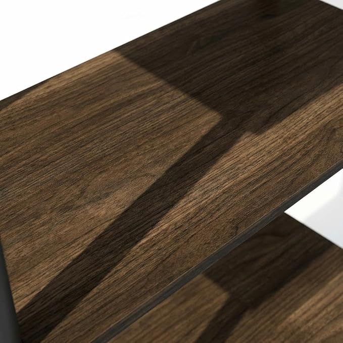 Furnifact Columbia Walnut Black Bookcase with Modern Design, Durable Wooden Construction, for Home or Office Storage, Stylish and Functional