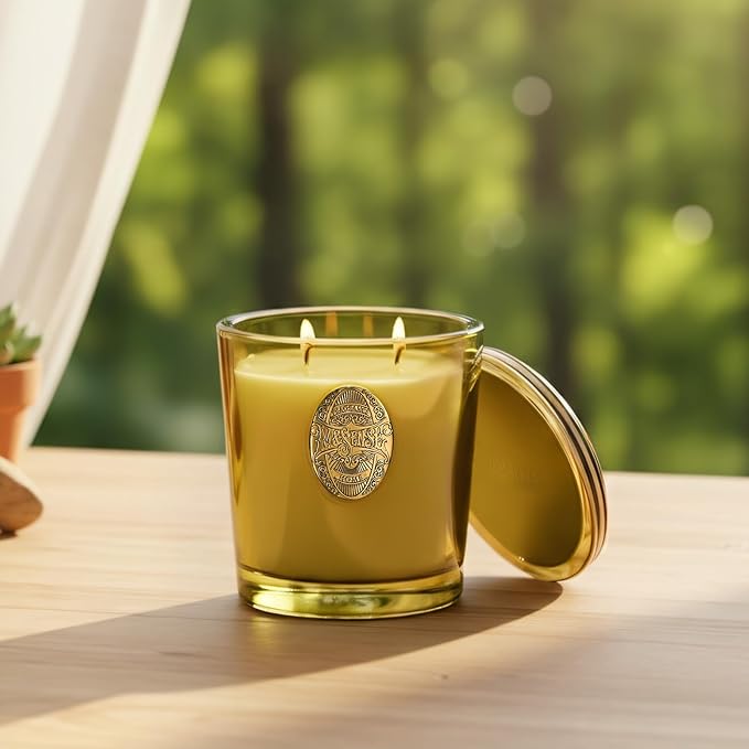 M&SENSE Large Two-Wick Soy Candle | Forest Cabin & Green | 19.8 oz, 120H Burn Time | Luxury Scented Candle for Relaxation, Gifting, Home Décor | Ideal for Bedroom, Office, Party Ambiance
