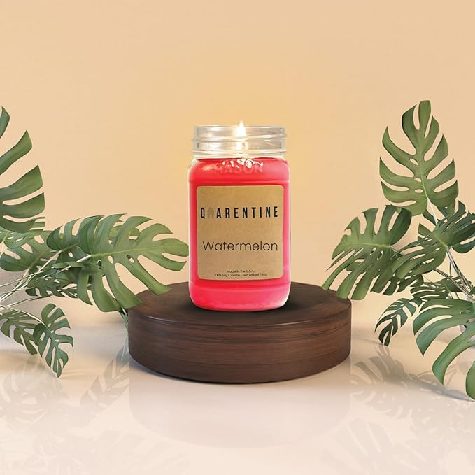 Organic Soy Wax Watermelon Scented Vegan Candle | Watermelon Aroma | 100% Pure Soy & Essential Oils | Long-Lasting Scent | Hand-Poured in The USA | Perfect for Aroma Therapy(16oz)