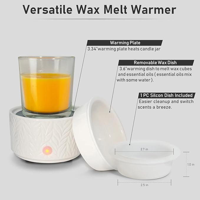 EQUSUPRO Wax Melt Warmer with Timer-3-in-1 Wax Melter Burner with Silicone Liner, Fragrance Warmer for Scented Candles, Wax Tarts, Essential Oils to Freshen Home Office, Auto Shut Off & Temperature