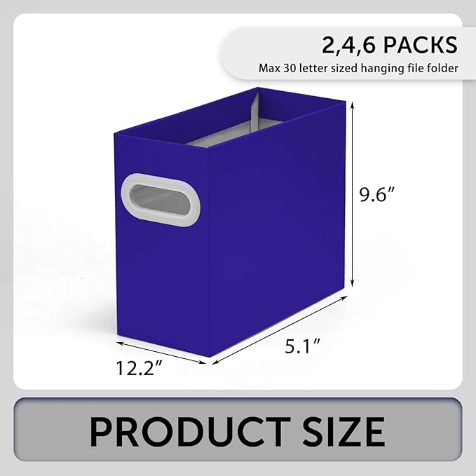 Hanging File Organizer, Cardboard File Folder Organizer for Letter Size, Desk Documents Storage Box, Portable File Folder Holder Boxes for Office, Home, School, Only Box.(2 Packs)