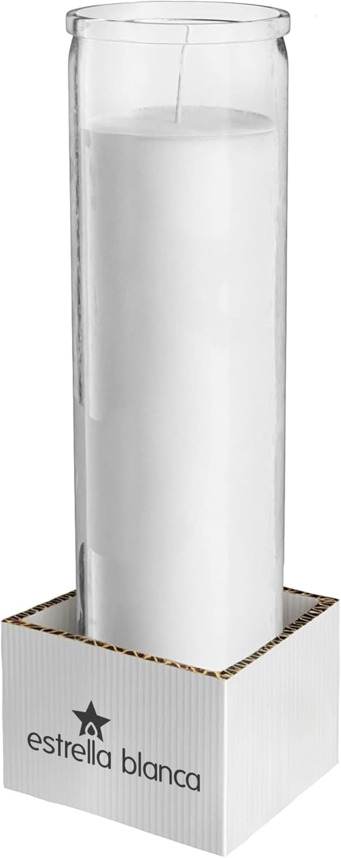 2x8 Inch Unscented Devotional Prayer Candle – Single Long-Burning White Religious Candle in Clear Glass Jar for Altars, Memorials, Baptism & Spiritual Reflection