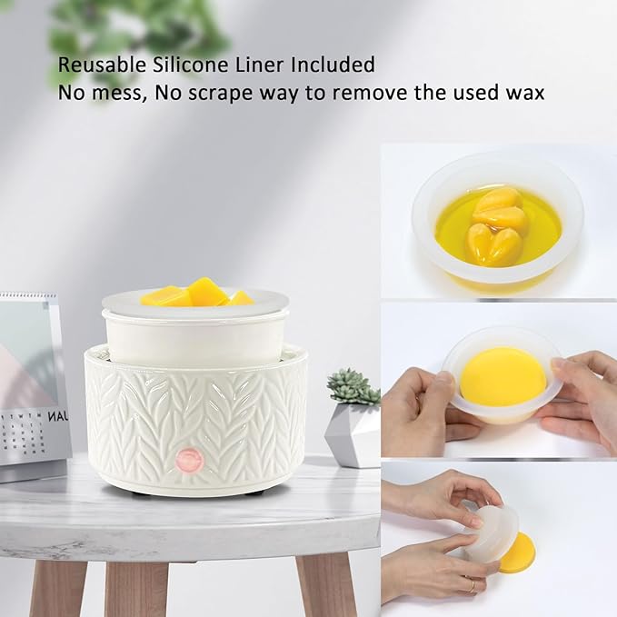 EQUSUPRO Wax Melt Warmer with Timer-3-in-1 Wax Melter Burner with Silicone Liner, Fragrance Warmer for Scented Candles, Wax Tarts, Essential Oils to Freshen Home Office, Auto Shut Off & Temperature