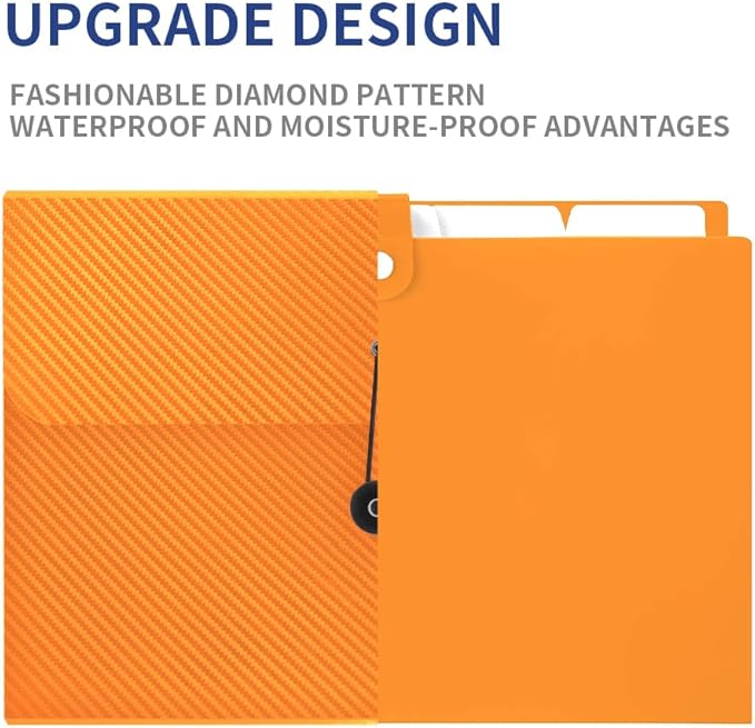 Expanding File Folder, 13 Pockets Accordian File Holder Organizer, A4 Letter Size Paper Document Receipt Organizer Accordion Filing Folder for Classroom, Home, Office and Travel, Orange