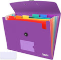 7 Pocket Accordian File Folders, Expanding File Folder A4 Letter Size Paper Portable Document Organizer-Purple