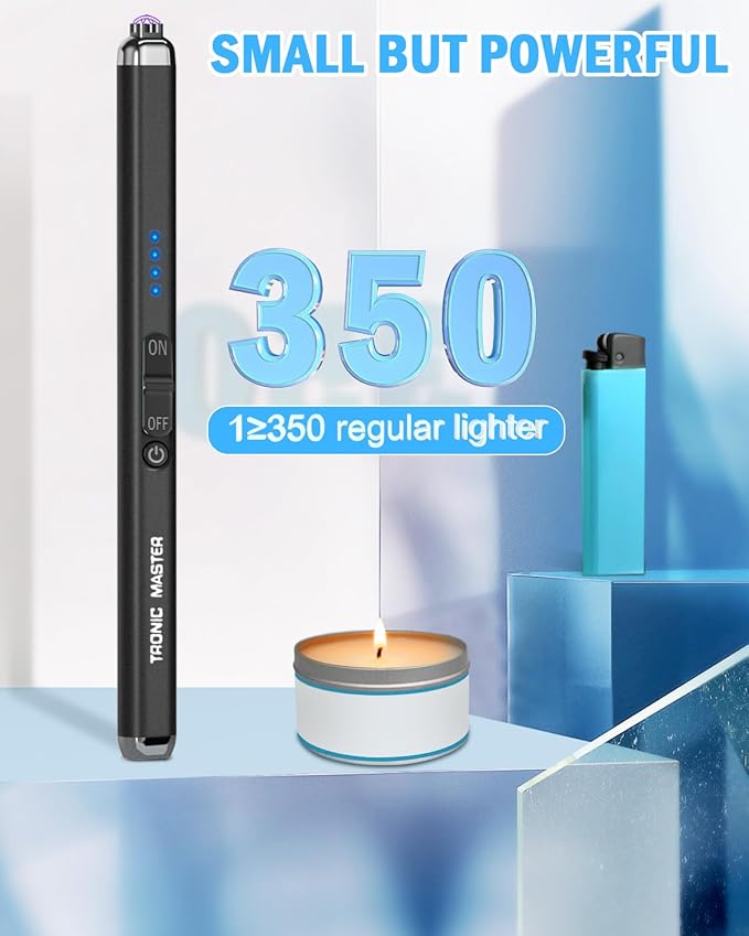 Electric Candle Lighter Valentine's Day Gifts for Women Mom Men Dual Arc USB Rechargeable Windproof Lighter for Candle BBQ Birthday Camping Gift Idals (Black)