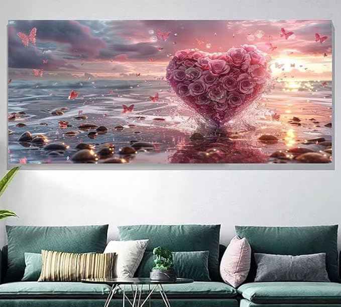 Paint by Numbers Kit for Adults Flower Painting by Numbers Sea DIY Kits for Adults Canvas Oil Painting Crafts, Hobbies for Women Beginner for Home Wall Decor Art, Gifts Without Frame 24x48Inch 6-Y663