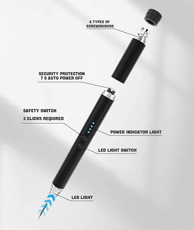 MEIRUBY Lighter Electric Candle Lighter with LED, Stocking Stuffers for Adults Women Men Wife Nana, Long Electronic Rechargeable USB Arc Lighters for Candle Camping BBQ, Gift for Women Men Mom Wife