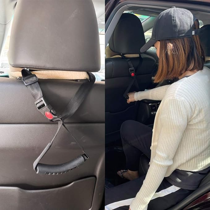 Car Handle 2 Piece Portable Automotive Handle Assistance Mobility Aid Adjustable Auto Assist Grab Bar Vehicle Seat Transfer Handles Handicapped Accessories for Able Elder - Black
