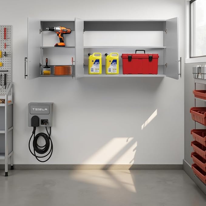 Prepac Elite 54" Wall Cabinet, Light Gray Storage Cabinet with 2 Adjustable Shelves, Storage for Pantry, Kitchen and Bathroom 12" D x 54" W x 24" H