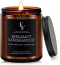 Bergamot Sandalwood Candle, Scented Candle for Home Soy Wax Candle, Aromatherapy Candle Gift for Women Men, 7oz