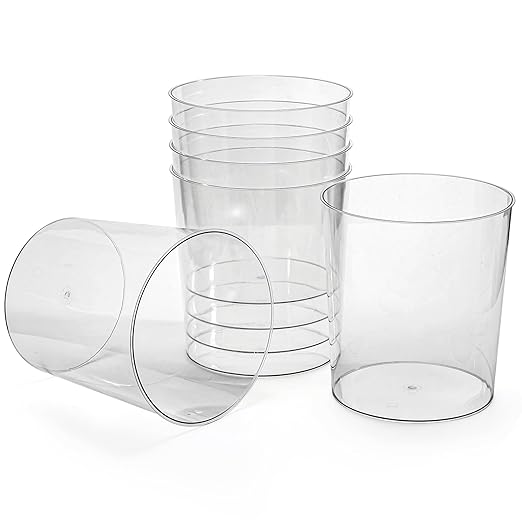 Okllen 6 Pack Clear Round Plastic Waste Baskets, BPA-Free Trash Can Bin for Bathroom, Kitchen, Office, Home, 8"x7.5"x6.4"