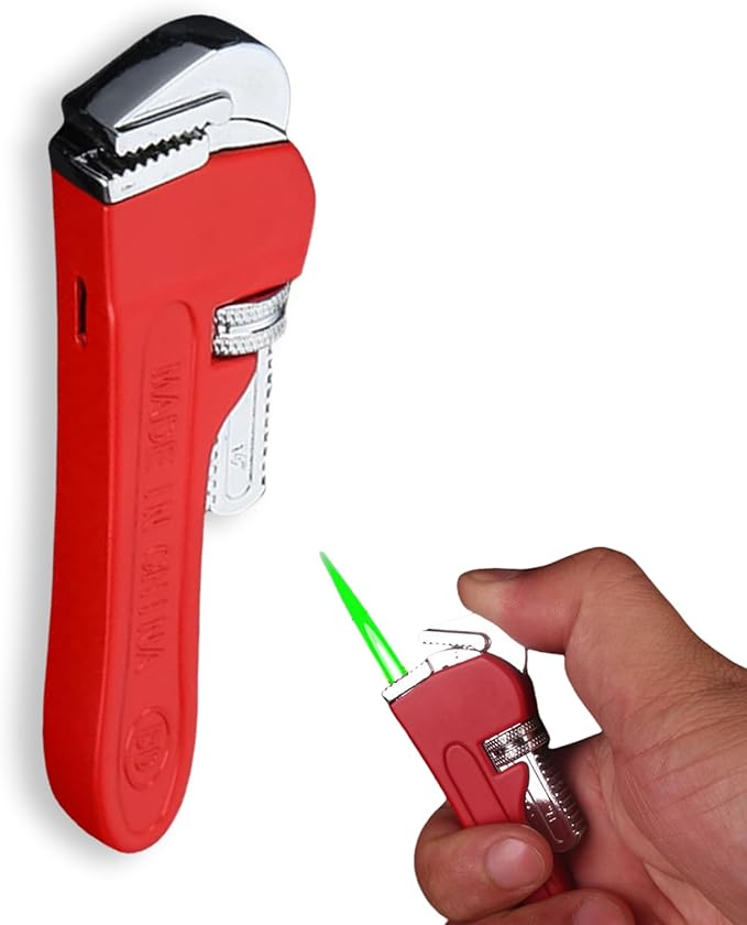 Creative Novelty Tool Shape Torch Lighter，Windproof Design Adjustable Refill Butane Lighter for Camping Grill Candles Birthday(Without Butane Gas) (07#)