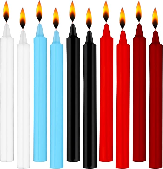 Boao 10 Pieces Low Temperature Candles Wax Low Heat Dripping Candles for Wedding Valentine Gift Decorations Supplies(Red, White, Blue, Purple, Black)