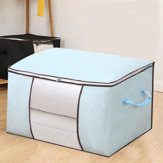 Generic Heavy Duty Moving Bags, Moving Boxes with Reinforced Handles ＆ Premium Double Zippers, 2024 New Storage Tote for Space Saving, Packing ＆ Moving Storage, Light Blue