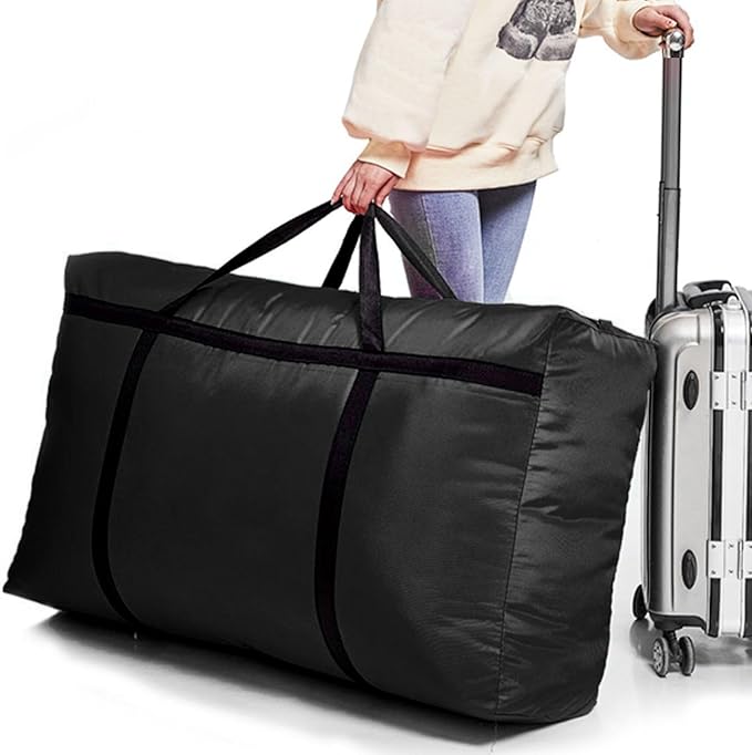 Extra Large Heavy Duty Moving Bag, Duffle Moving Bags 230L with Zippers for Space Saving Moving Storage and College Dorm,Oxford Cloth Waterproof Fabric, Black
