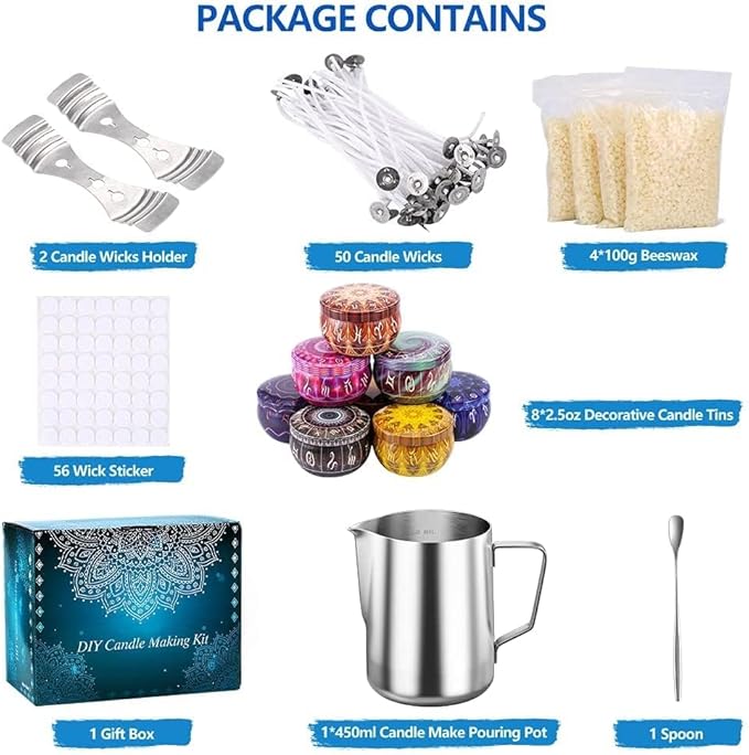 KJZQLMZ Deluxe DIY Candle Making Kit for Adult Beginners, Scented Candle Complete DIY Kit Including Candle Jar, Candle Making Pouring Jar