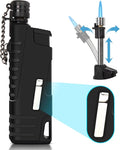 Navpeak Mini Camping Torch Lighter Handy Portable Flexible Wand Telescoping Burner Head Windproof Flame Butane Refillable for Hiking Campfire Candle Grill Fireplace Outdoor(Buatne Not Included)(Black)