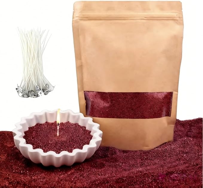 PHYMAT Multi-Color Peald Candle, 1.1LB Colorful Candle Sand with 50pcs Wichks, Sand Candle Wax Kit for DIY Candles Making, Handmade Candles, Home Decor (Wine Red)