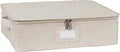 Covermates Keepsakes Zip-Top Storage Box Set, 3 Pack Heavy Duty Polyester Organizer Bins, Stackable Design, ID Window, Reinforced Handles, Closet Home Storage, Beige Heather