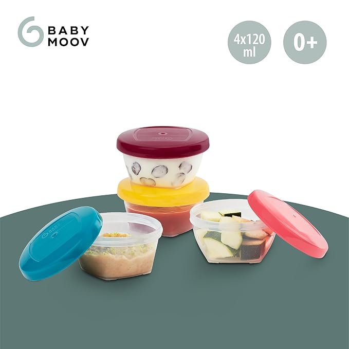Babymoov Leak Proof Storage Bowls | BPA Free Containers With Lids, Ideal to Store Baby Food or Snacks for Toddlers, BPA Free - 4 count (Pack of 1) (PICK YOUR SET SIZE)