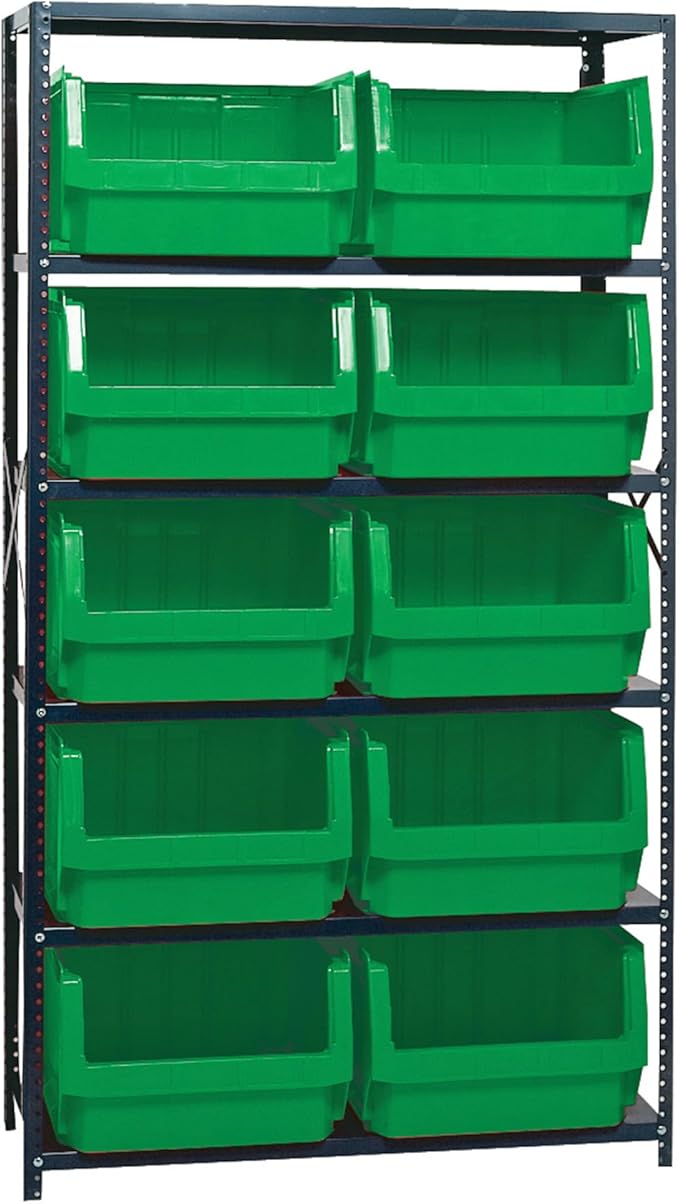 Quantum Storage Systems MSU-543GN Solid Heavy Duty 6 Shelves 10 MAGNUM Green Bins 75" H x 42" W x 18" D