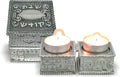 Jewish Shabbat Metal Travel Candle Holders - Jerusalem Candlesticks, Travel Size Candlesticks in A Box with Cover