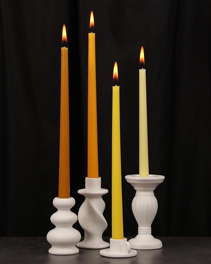 Viyffo Taper Candles, 12 Inch, 4 Pack, Yellow – Unscented, Smokeless Design, Up to 8-Hour Burn – Tall Candlesticks for Table Decor, Weddings & Dinners